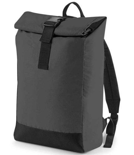 BagBase Refl. Roll-Top Backpack - Black reflective - ONE